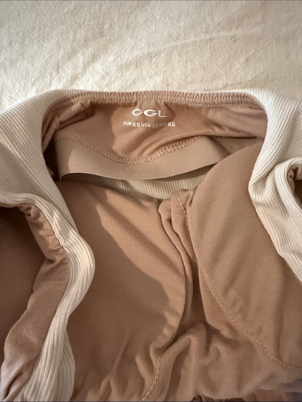 OGL Cream Ribbed Elastic Open Back Bra Tank - Picture 2 of 7